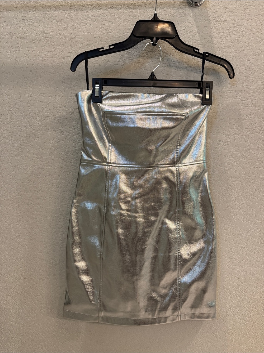 Forever 21 Strapless Metallic Silver Mini Dress